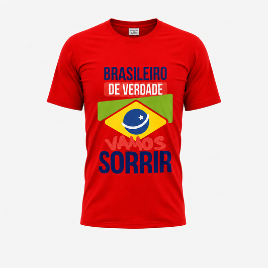 Camiseta Brasileiro de Verdade Vermelha – Vamos Sorrir