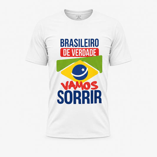 Camiseta Brasileiro de Verdade Branca – Vamos Sorrir