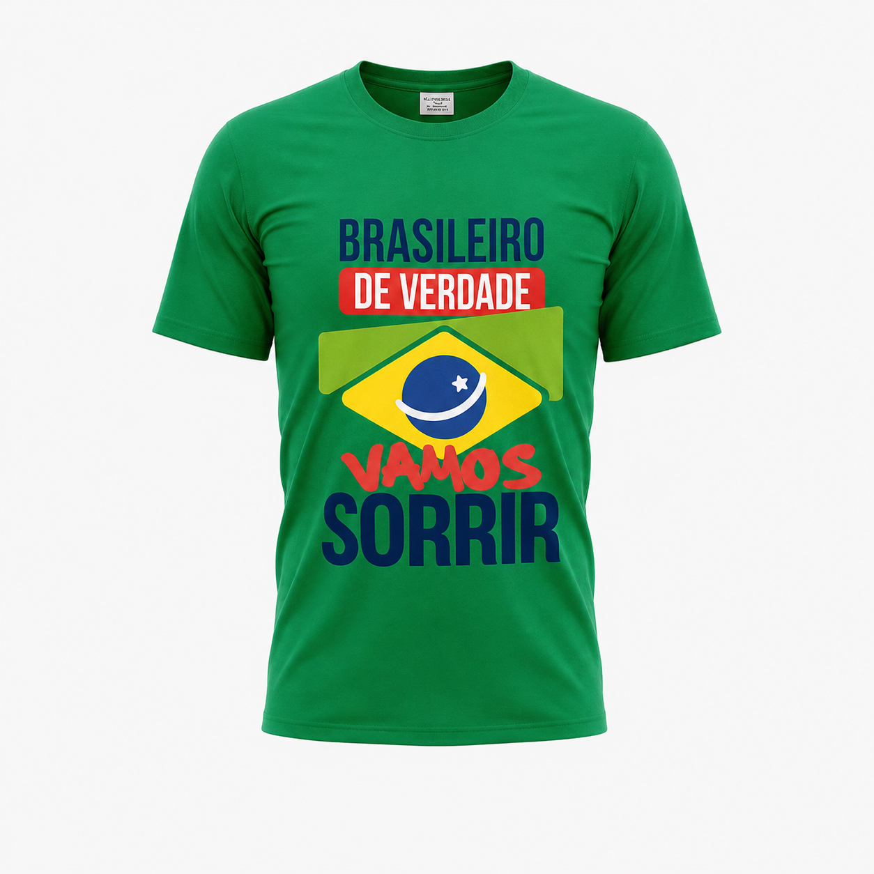 Camiseta Brasileiro de Verdade Verde - Vamos Sorrir