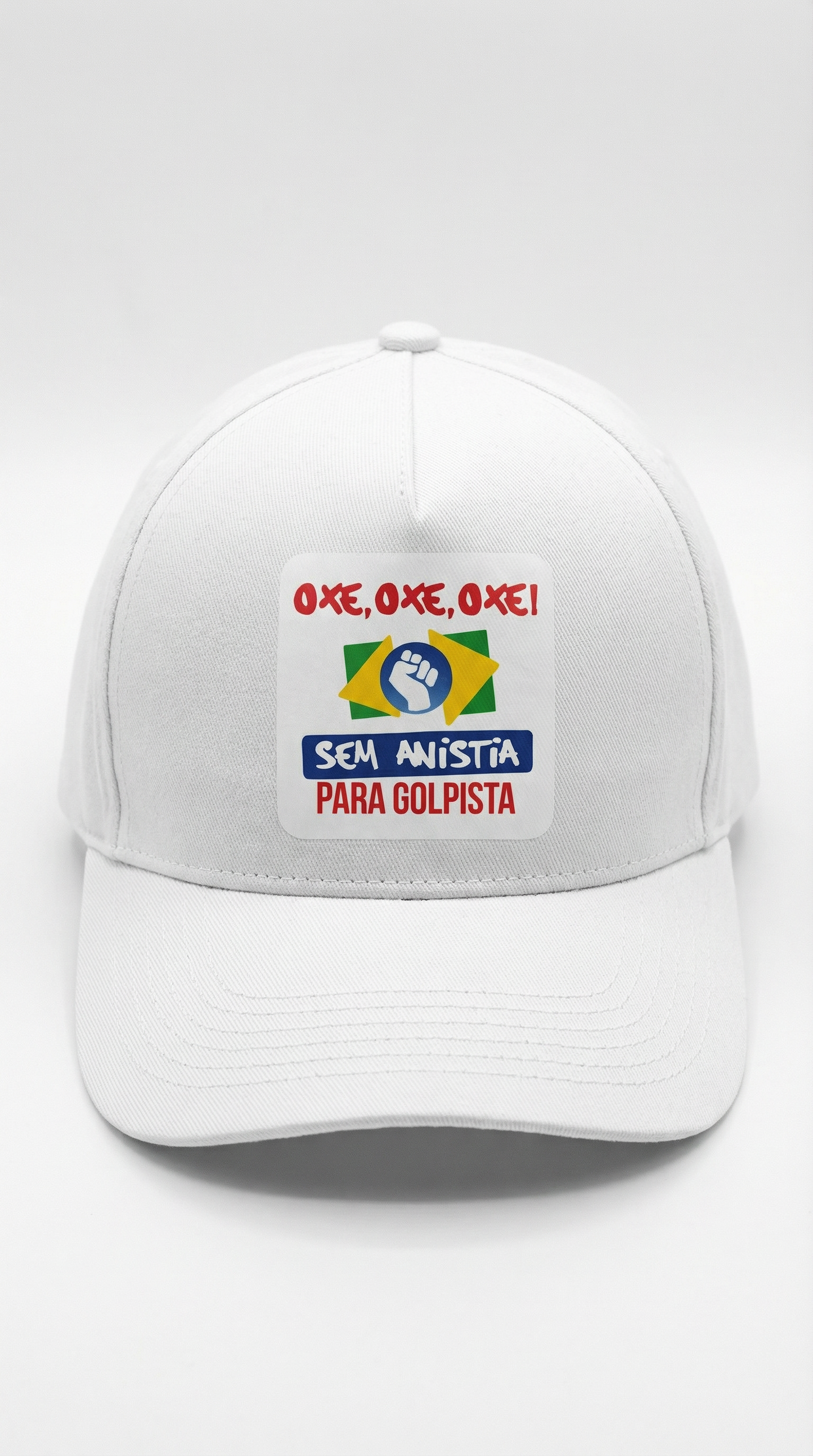 Boné Oxê, Oxê, Oxê! - Sem Anistia Para Golpista - Branco