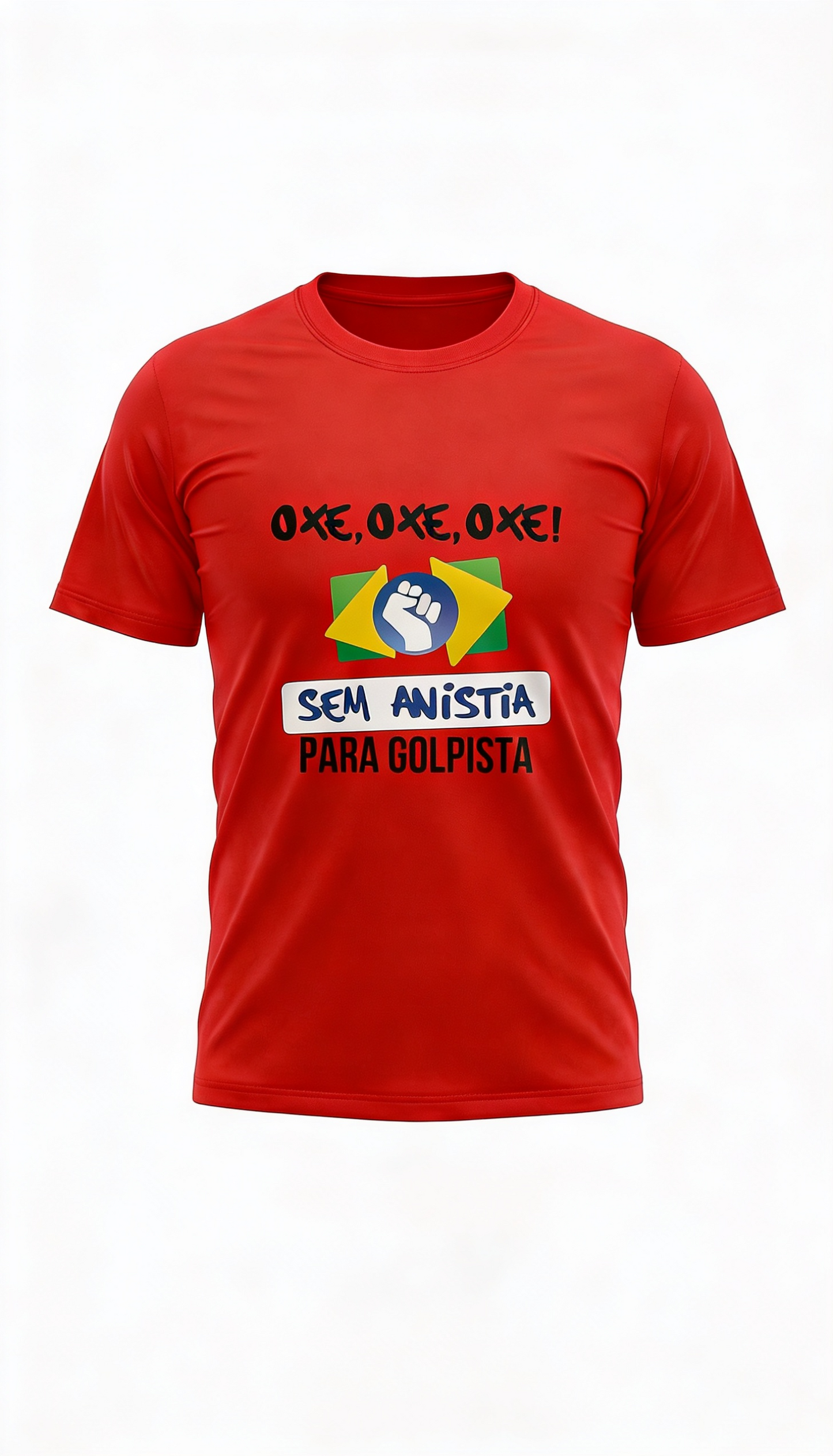 Camiseta Oxê, Oxê, Oxê! - Sem Anistia Para Golpista - Vermelha